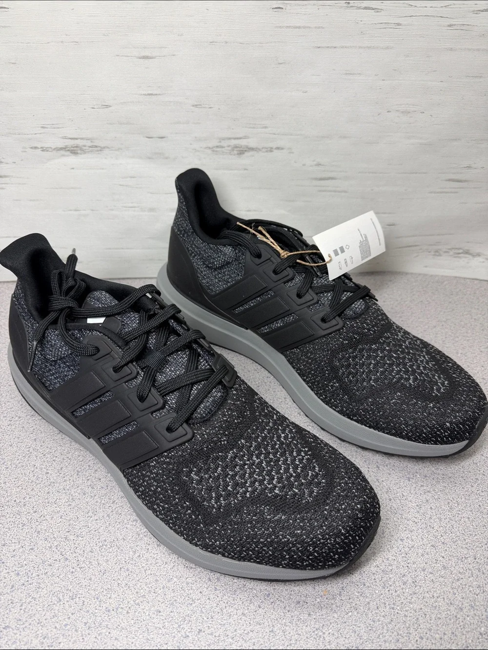 adidas Men's Black and Gray Knit Athletic Shoes